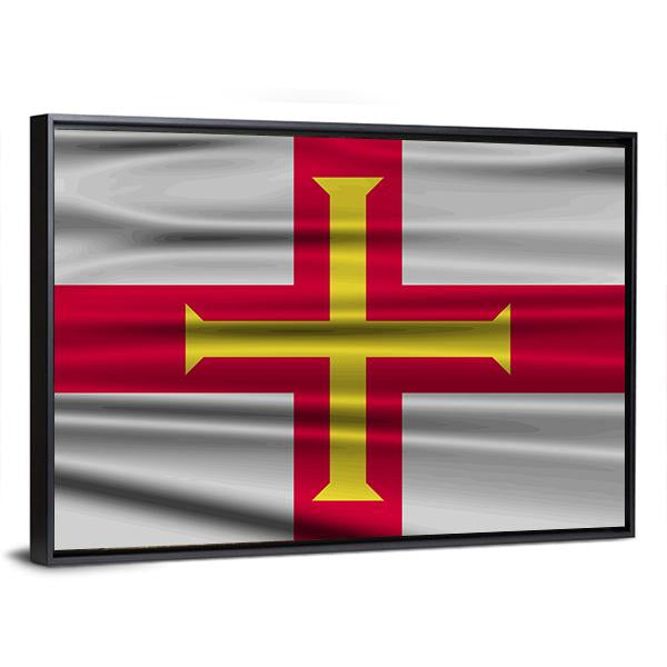 Flag Of Guernsey Canvas Wall Art-3 Horizontal-Gallery Wrap-25" x 16"-Tiaracle
