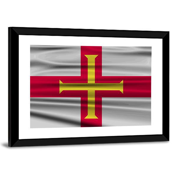 Flag Of Guernsey Canvas Wall Art-3 Horizontal-Gallery Wrap-25" x 16"-Tiaracle