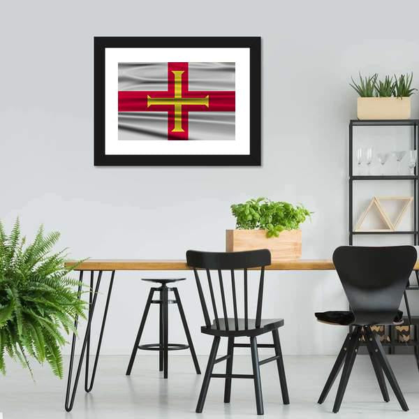 Flag Of Guernsey Canvas Wall Art-3 Horizontal-Gallery Wrap-25" x 16"-Tiaracle