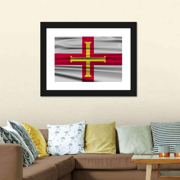 Flag Of Guernsey Canvas Wall Art-3 Horizontal-Gallery Wrap-25" x 16"-Tiaracle