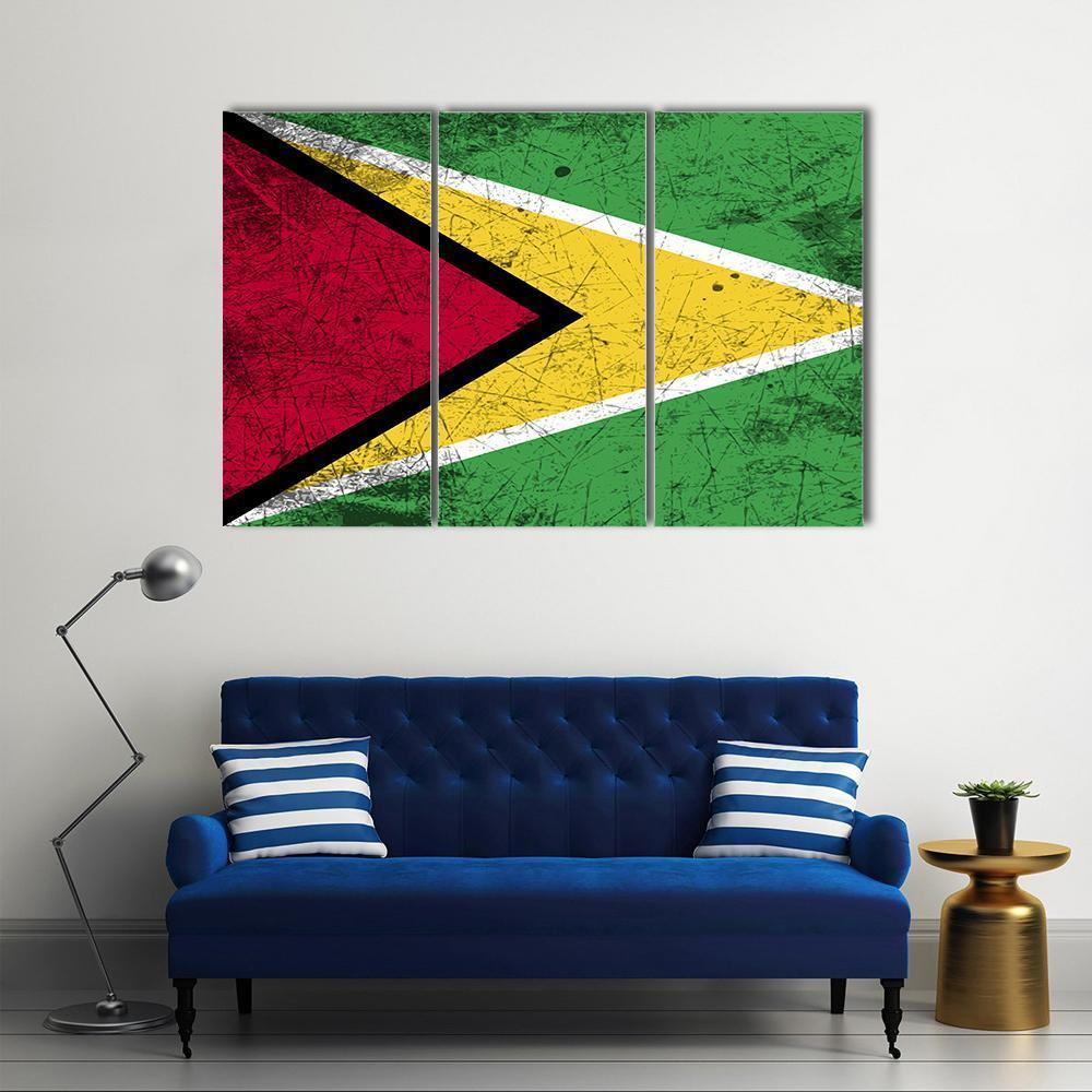 Flag Of Guyana Canvas Wall Art-3 Horizontal-Gallery Wrap-37" x 24"-Tiaracle