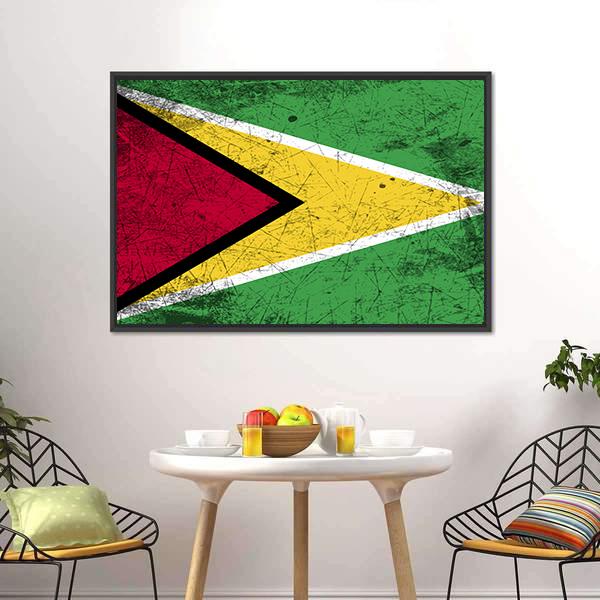 Flag Of Guyana Canvas Wall Art-3 Horizontal-Gallery Wrap-25" x 16"-Tiaracle