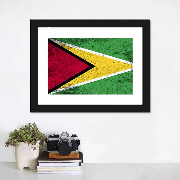 Flag Of Guyana Canvas Wall Art-1 Piece-Framed Print-20" x 16"-Tiaracle