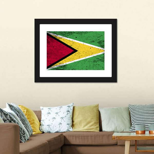 Flag Of Guyana Canvas Wall Art-3 Horizontal-Gallery Wrap-25" x 16"-Tiaracle