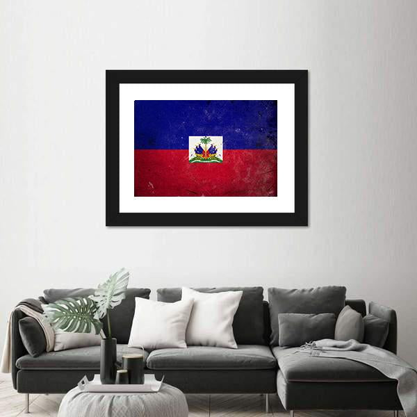 Flag Of Haiti Canvas Wall Art-1 Piece-Framed Print-20" x 16"-Tiaracle