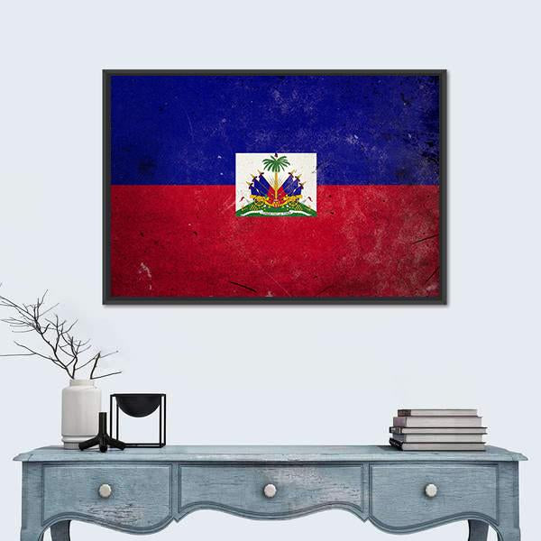 Flag Of Haiti Canvas Wall Art-3 Horizontal-Gallery Wrap-25" x 16"-Tiaracle