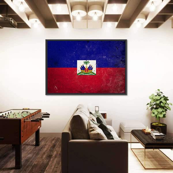 Flag Of Haiti Canvas Wall Art-3 Horizontal-Gallery Wrap-25" x 16"-Tiaracle