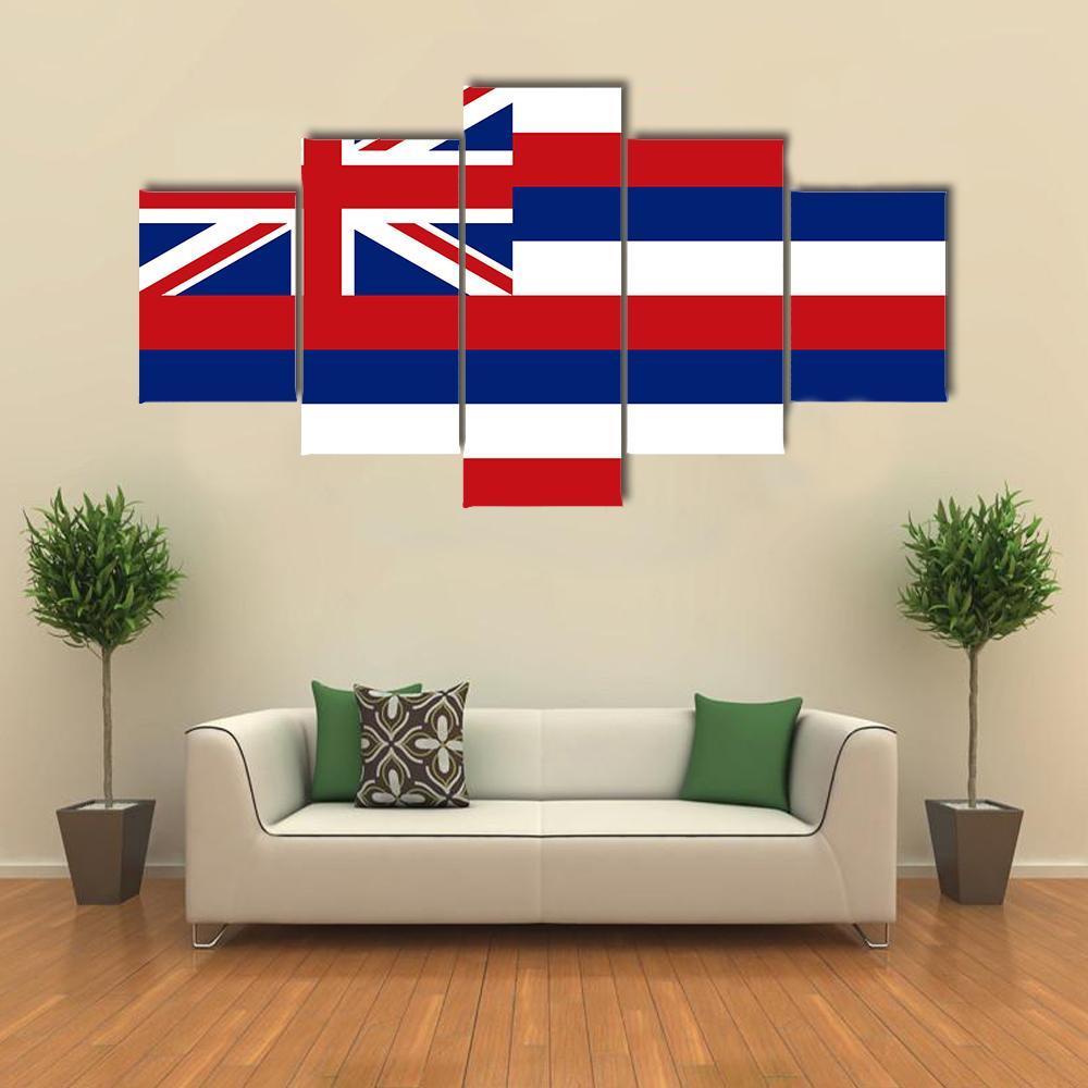 Flag Of Hawaii Canvas Wall Art-5 Star-Gallery Wrap-62" x 32"-Tiaracle