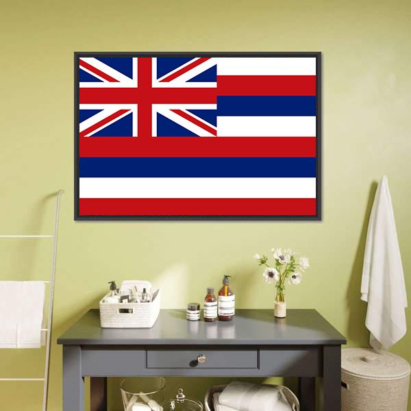Flag Of Hawaii Canvas Wall Art-1 Piece-Floating Frame-24" x 16"-Tiaracle