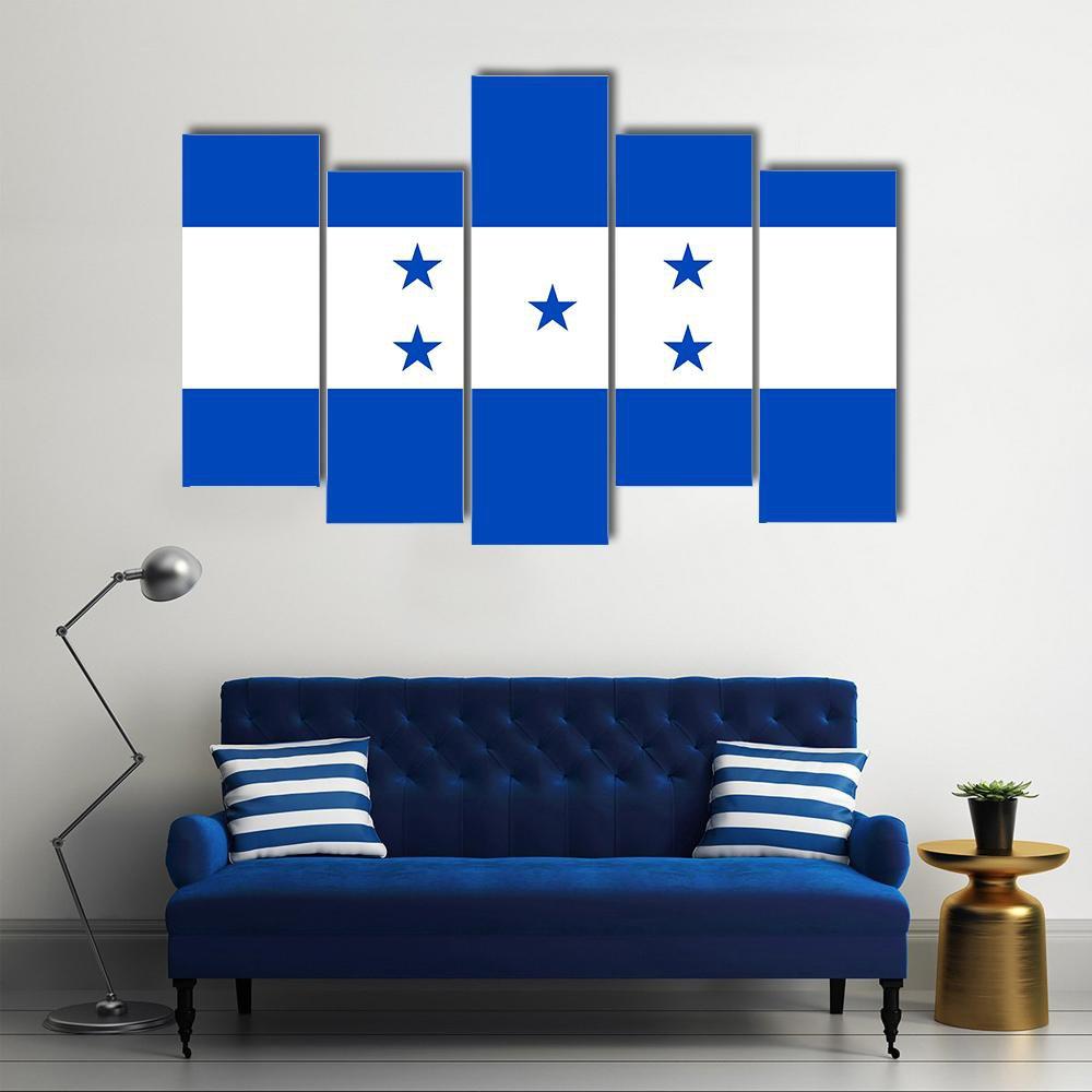 Flag Of Honduras Canvas Wall Art-5 Pop-Gallery Wrap-47" x 32"-Tiaracle