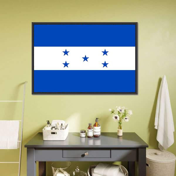 Flag Of Honduras Canvas Wall Art-1 Piece-Floating Frame-24" x 16"-Tiaracle