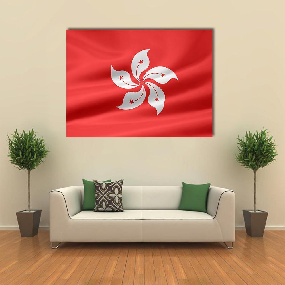 Flag Of Hong Kong Canvas Wall Art-1 Piece-Gallery Wrap-48" x 32"-Tiaracle
