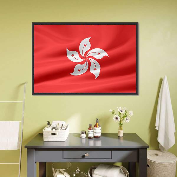 Flag Of Hong Kong Canvas Wall Art-3 Horizontal-Gallery Wrap-25" x 16"-Tiaracle
