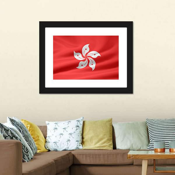 Flag Of Hong Kong Canvas Wall Art-1 Piece-Framed Print-20" x 16"-Tiaracle