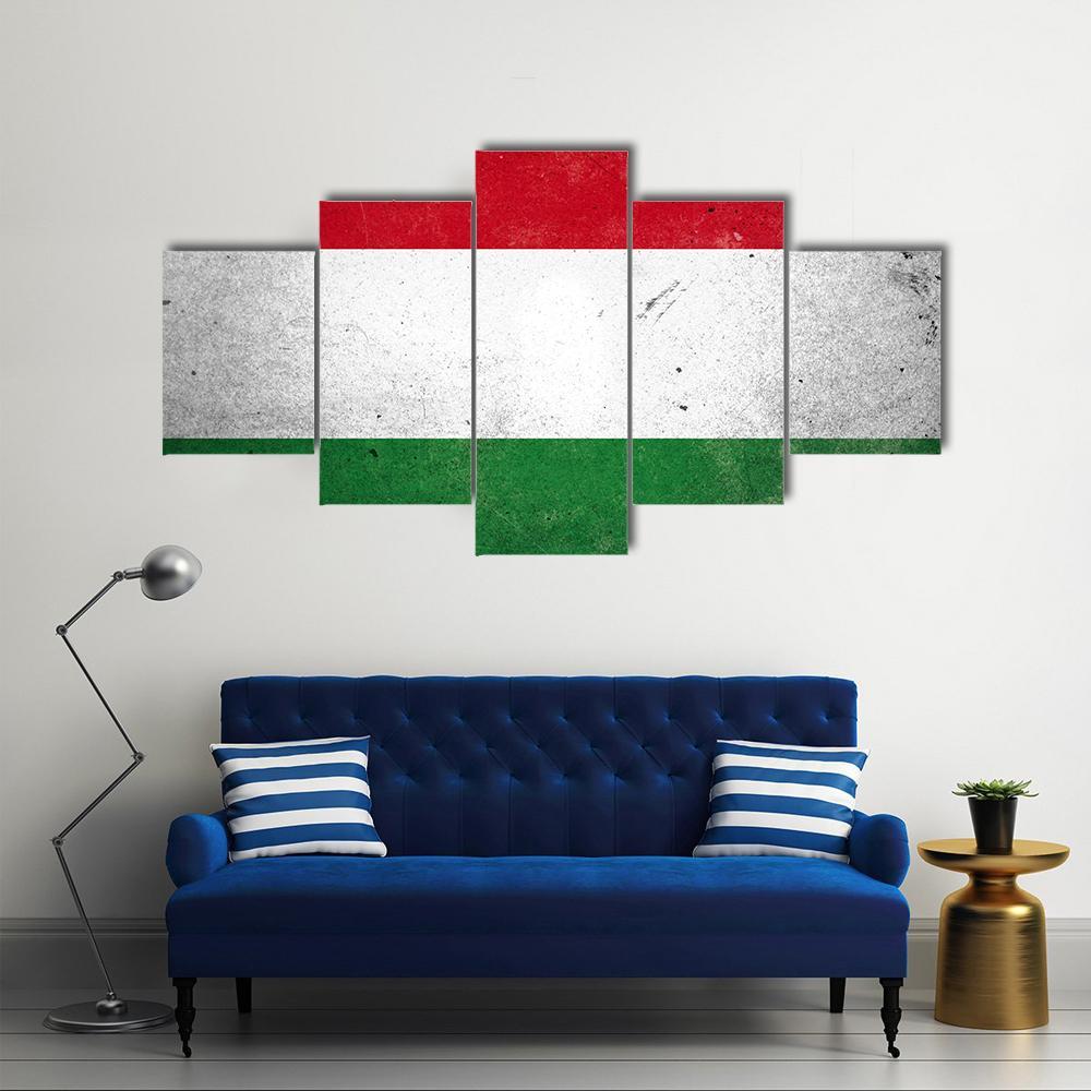 Flag Of Hungary Canvas Wall Art-5 Star-Gallery Wrap-62" x 32"-Tiaracle