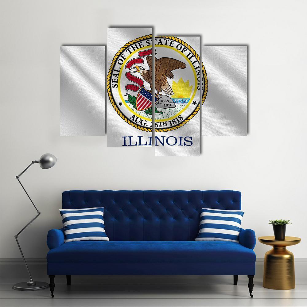 Flag Of Illinois Canvas Wall Art-4 Pop-Gallery Wrap-50" x 32"-Tiaracle