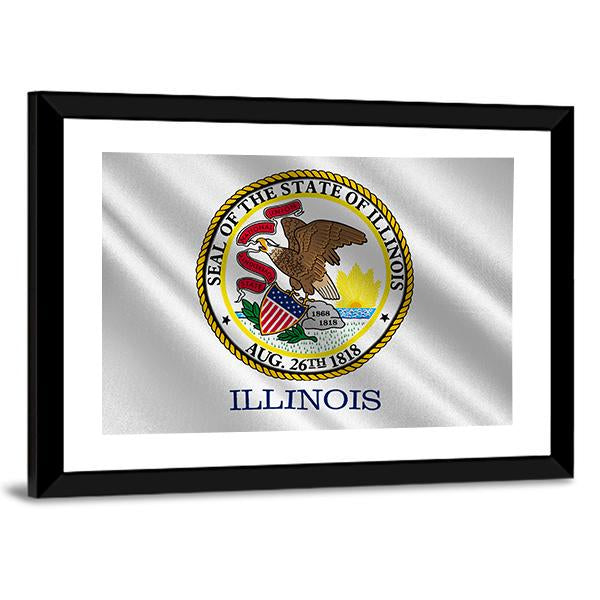 Flag Of Illinois Canvas Wall Art-3 Horizontal-Gallery Wrap-25" x 16"-Tiaracle