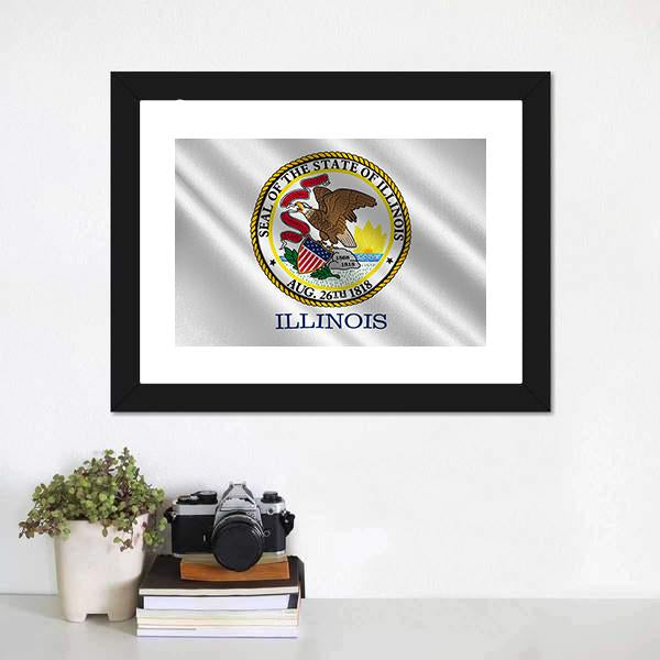 Flag Of Illinois Canvas Wall Art-1 Piece-Framed Print-20" x 16"-Tiaracle