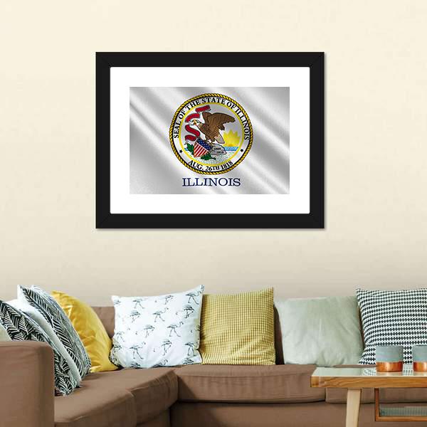 Flag Of Illinois Canvas Wall Art-3 Horizontal-Gallery Wrap-25" x 16"-Tiaracle