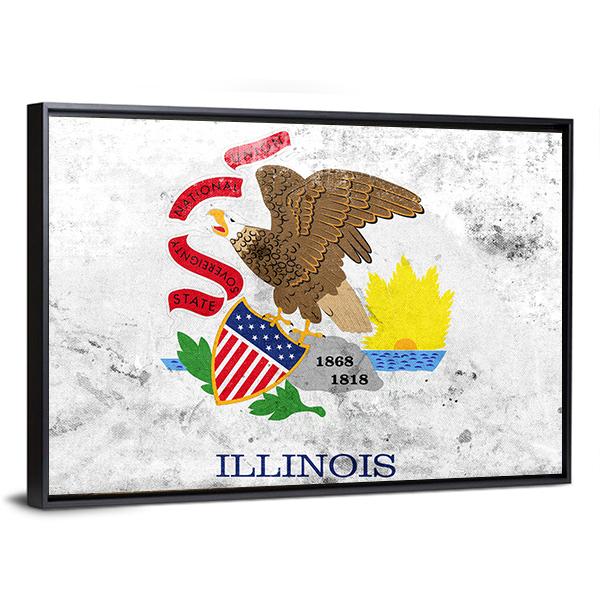 Flag Of Illinois State Canvas Wall Art-3 Horizontal-Gallery Wrap-25" x 16"-Tiaracle