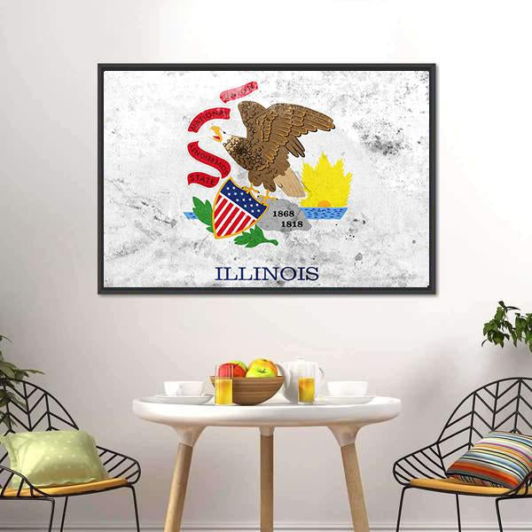 Flag Of Illinois State Canvas Wall Art-3 Horizontal-Gallery Wrap-25" x 16"-Tiaracle