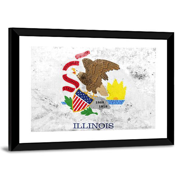 Flag Of Illinois State Canvas Wall Art-3 Horizontal-Gallery Wrap-25" x 16"-Tiaracle