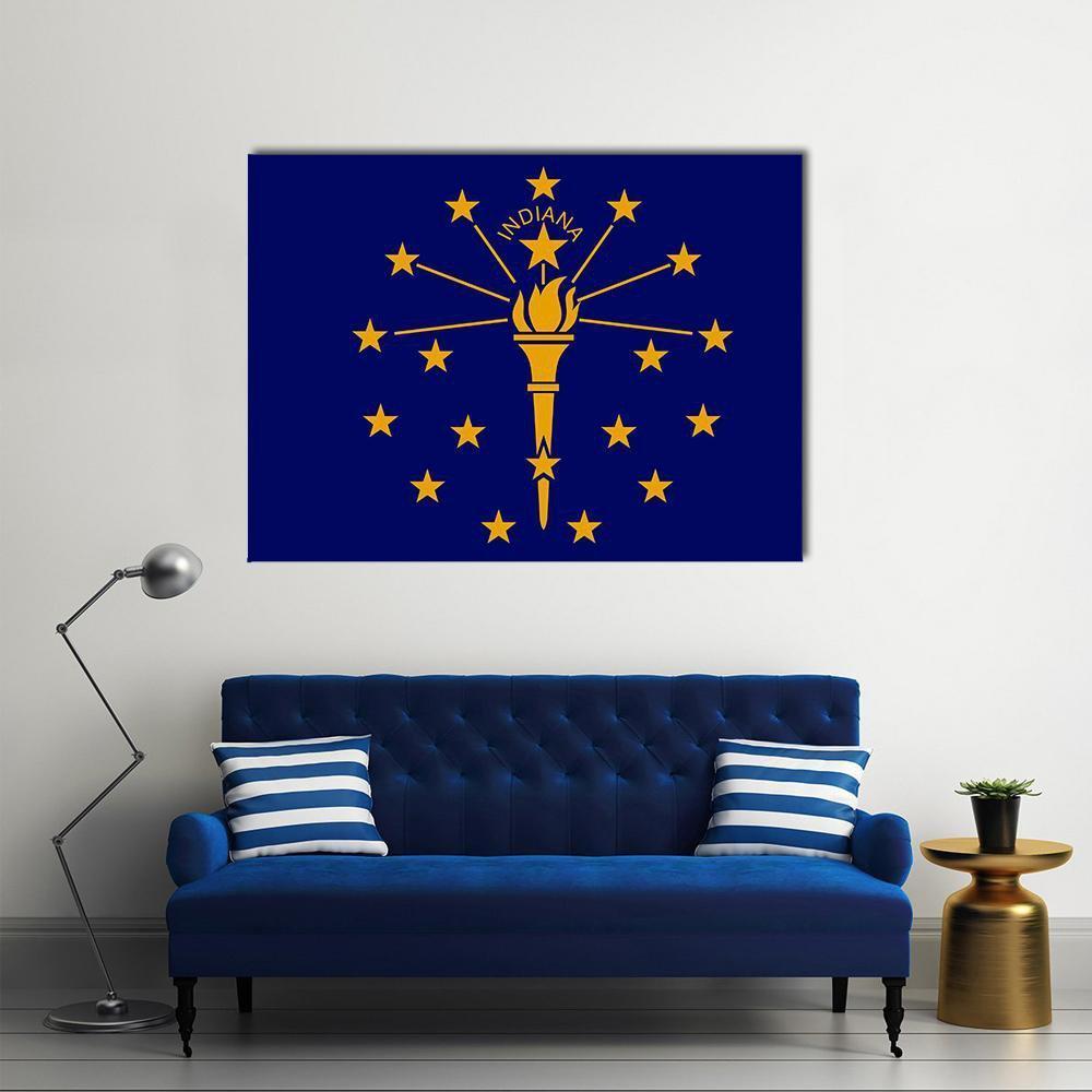 Flag Of Indiana Canvas Wall Art-1 Piece-Gallery Wrap-48" x 32"-Tiaracle