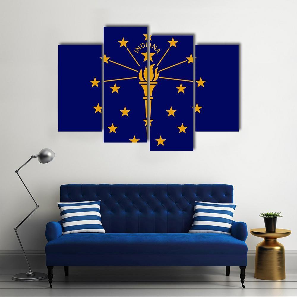 Flag Of Indiana Canvas Wall Art-4 Pop-Gallery Wrap-50" x 32"-Tiaracle