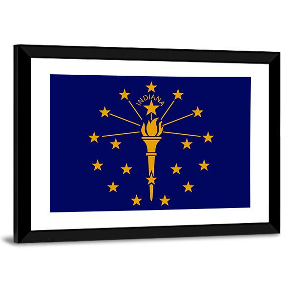 Flag Of Indiana Canvas Wall Art-3 Horizontal-Gallery Wrap-25" x 16"-Tiaracle
