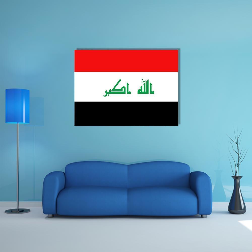 Flag Of Iraq Canvas Wall Art-1 Piece-Gallery Wrap-48" x 32"-Tiaracle