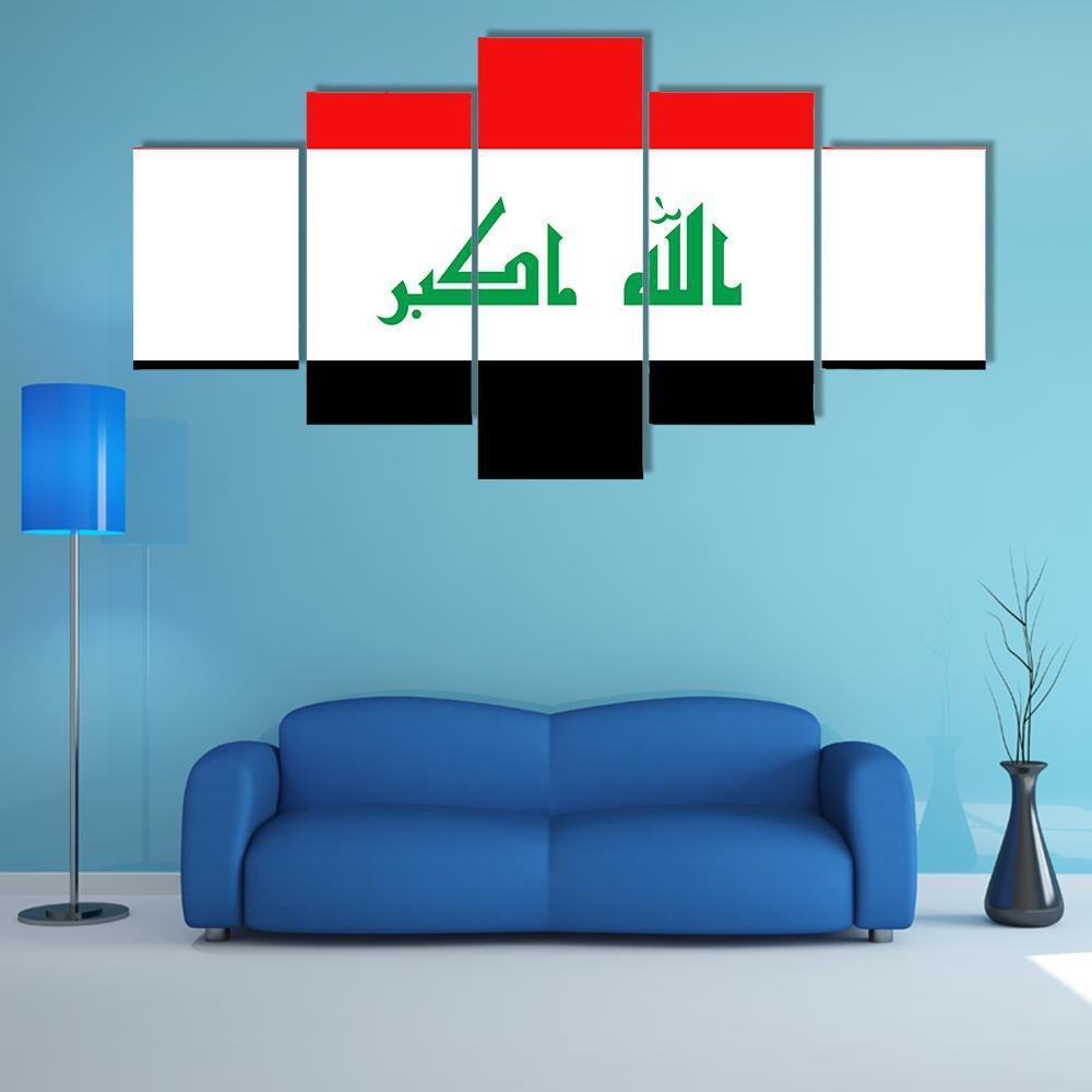 Flag Of Iraq Canvas Wall Art-5 Star-Gallery Wrap-62" x 32"-Tiaracle
