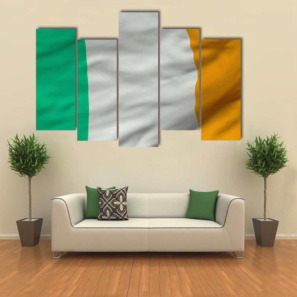 Flag Of Ireland Canvas Wall Art-5 Pop-Gallery Wrap-47" x 32"-Tiaracle
