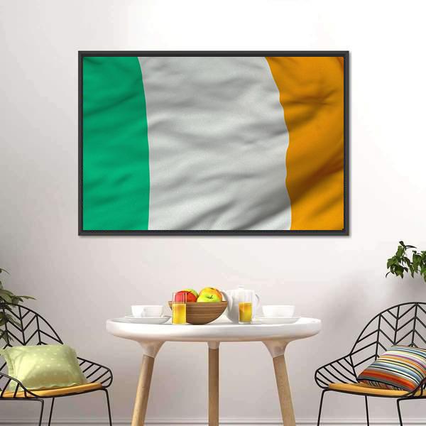 Flag Of Ireland Canvas Wall Art-1 Piece-Floating Frame-24" x 16"-Tiaracle