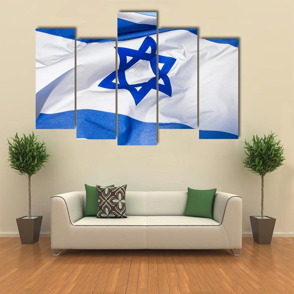 Flag Of Israel Canvas Wall Art-5 Pop-Gallery Wrap-47" x 32"-Tiaracle