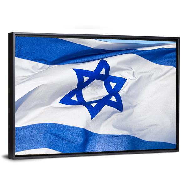 Flag Of Israel Canvas Wall Art-3 Horizontal-Gallery Wrap-25" x 16"-Tiaracle