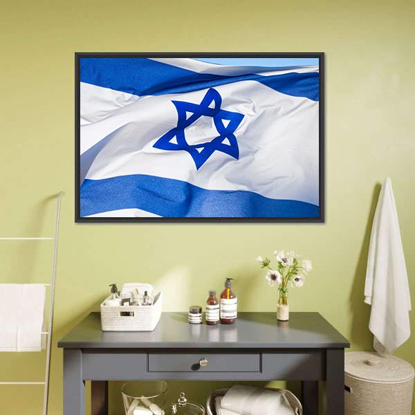 Flag Of Israel Canvas Wall Art-1 Piece-Floating Frame-24" x 16"-Tiaracle