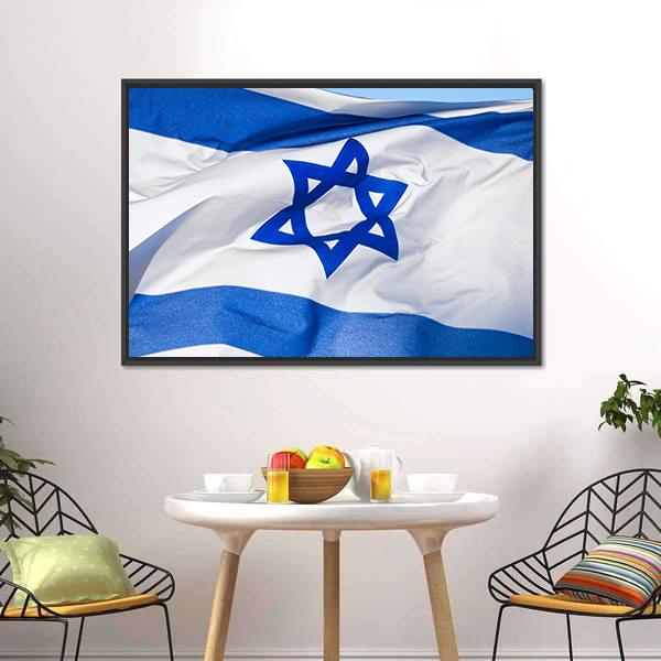 Flag Of Israel Canvas Wall Art-3 Horizontal-Gallery Wrap-25" x 16"-Tiaracle