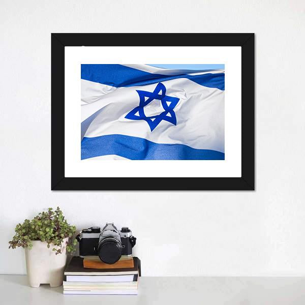 Flag Of Israel Canvas Wall Art-1 Piece-Framed Print-20" x 16"-Tiaracle