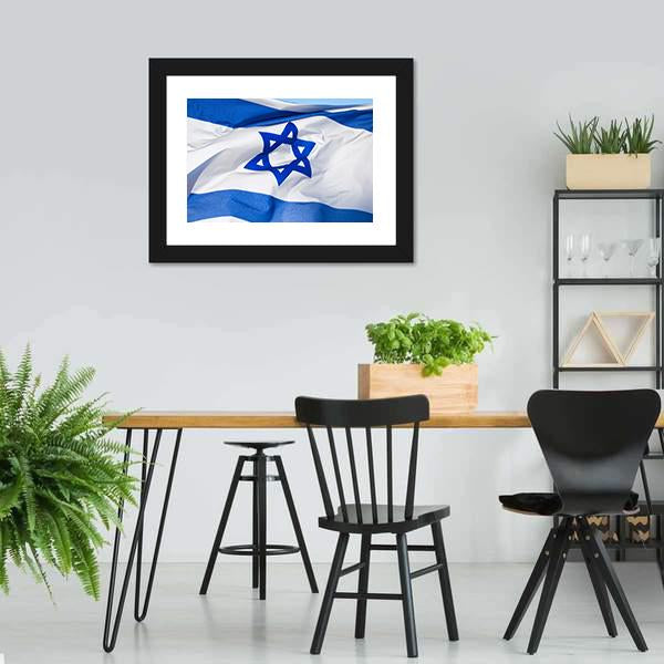 Flag Of Israel Canvas Wall Art-3 Horizontal-Gallery Wrap-25" x 16"-Tiaracle