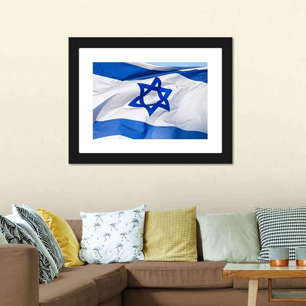 Flag Of Israel Canvas Wall Art-3 Horizontal-Gallery Wrap-25" x 16"-Tiaracle