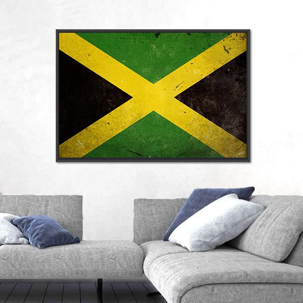 Flag Of Jamaica Canvas Wall Art-1 Piece-Floating Frame-24" x 16"-Tiaracle