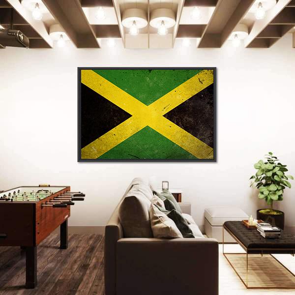 Flag Of Jamaica Canvas Wall Art-3 Horizontal-Gallery Wrap-25" x 16"-Tiaracle