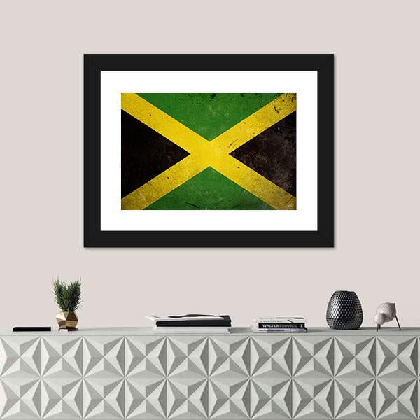 Flag Of Jamaica Canvas Wall Art-3 Horizontal-Gallery Wrap-25" x 16"-Tiaracle