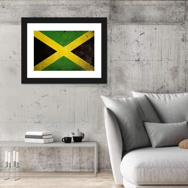 Flag Of Jamaica Canvas Wall Art-3 Horizontal-Gallery Wrap-25" x 16"-Tiaracle