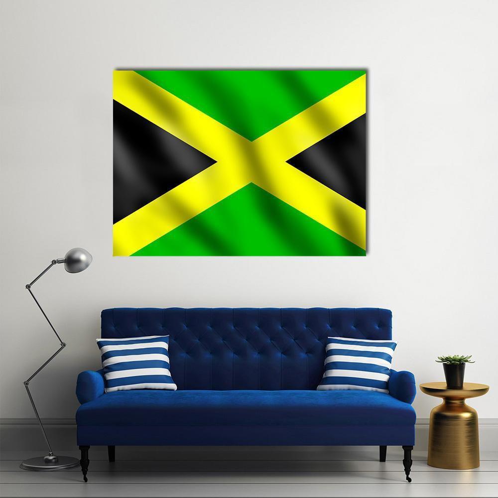 Flag Of Jamaica Canvas Wall Art-1 Piece-Gallery Wrap-48" x 32"-Tiaracle