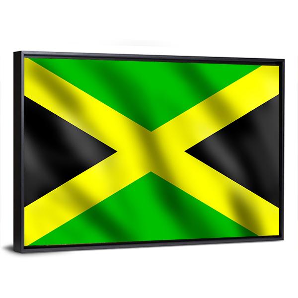 Flag Of Jamaica Canvas Wall Art-3 Horizontal-Gallery Wrap-25" x 16"-Tiaracle
