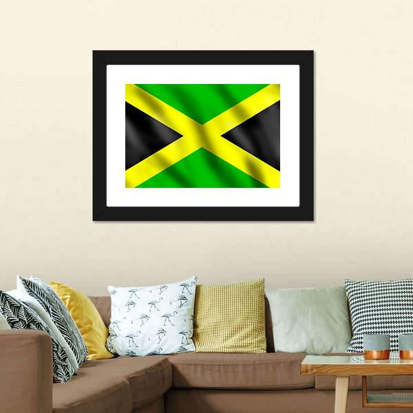 Flag Of Jamaica Canvas Wall Art-3 Horizontal-Gallery Wrap-25" x 16"-Tiaracle