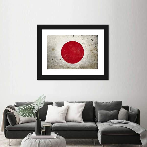 Flag Of Japan Canvas Wall Art-1 Piece-Framed Print-20" x 16"-Tiaracle