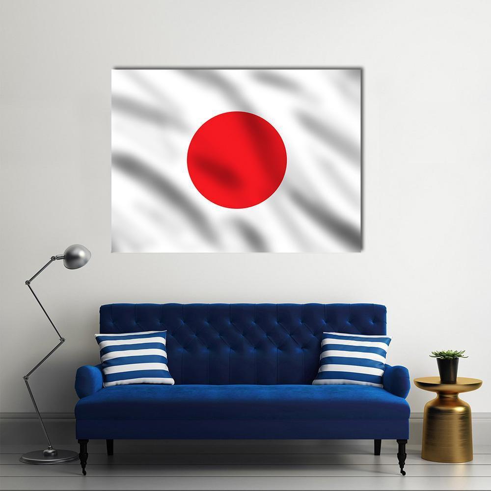 Waving Flag Of Japan Canvas Wall Art-1 Piece-Gallery Wrap-48" x 32"-Tiaracle
