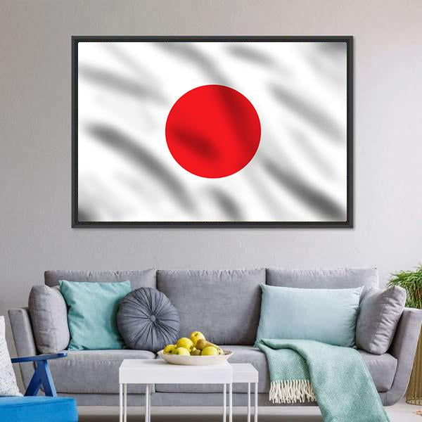 Waving Flag Of Japan Canvas Wall Art-3 Horizontal-Gallery Wrap-25" x 16"-Tiaracle